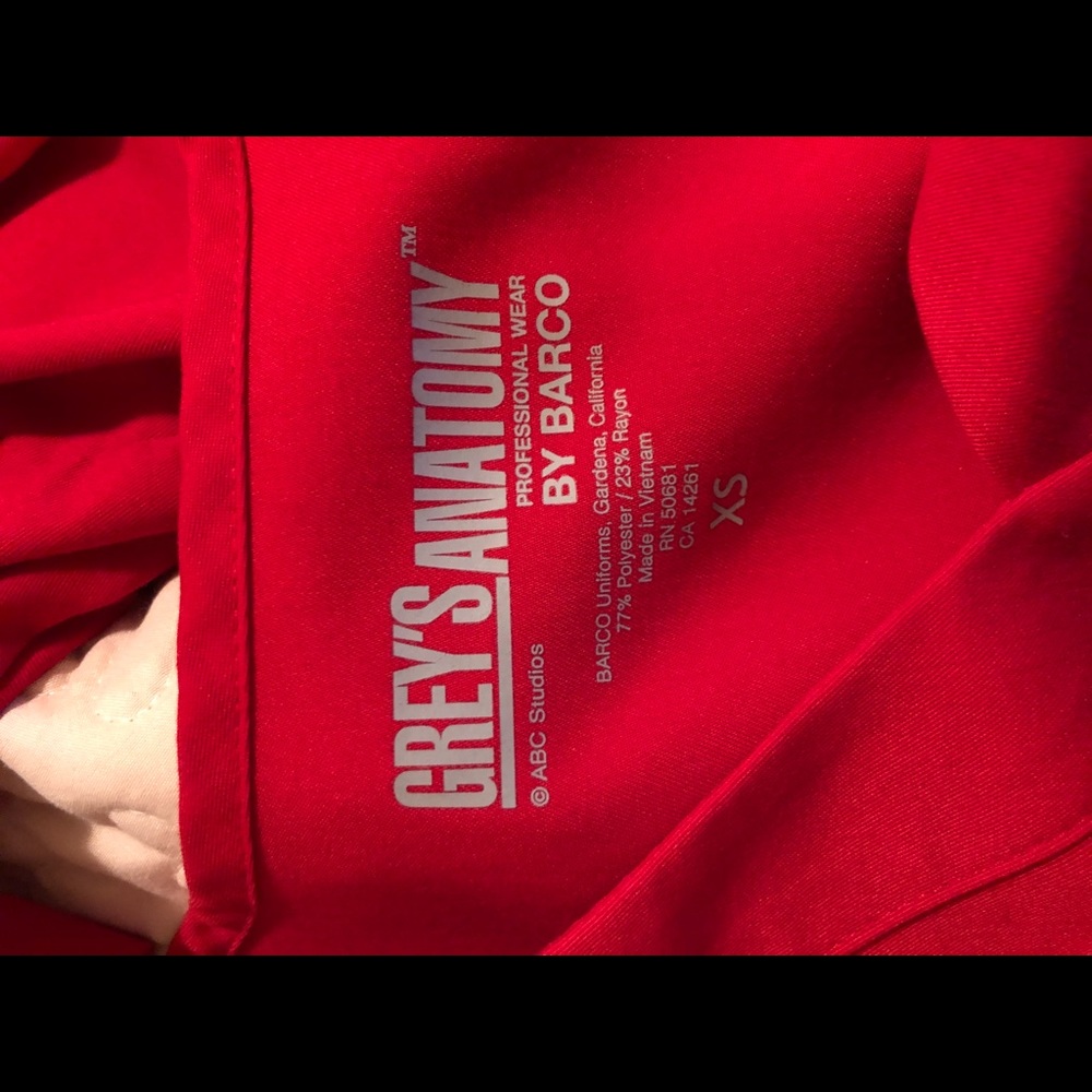 Greys Anatomy by Barco Red Scrub Top